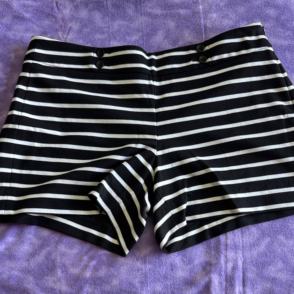 Black and White Striped Women's Shorts